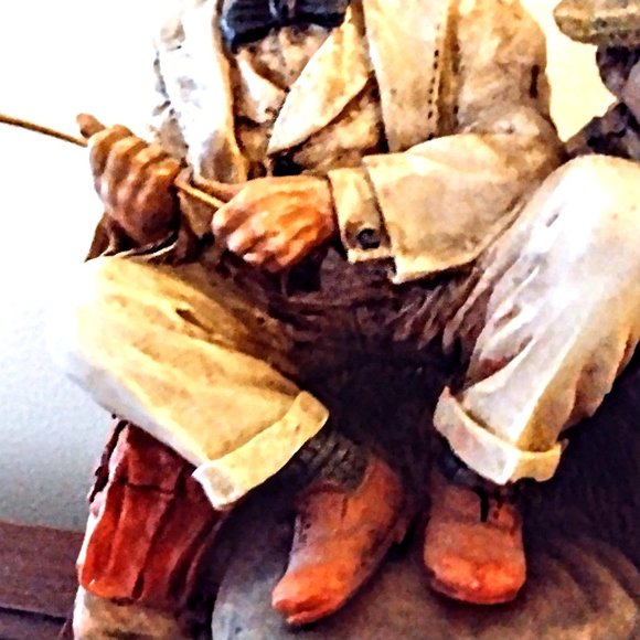 Always Time for Fishing! Man & Boy ~ Marlow Collection Resin Figurine, Wood Base - Picture 8 of 14